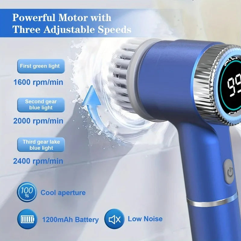 Electric Spin Scrubber – Handheld 3-Speed with 5 Brush Heads
