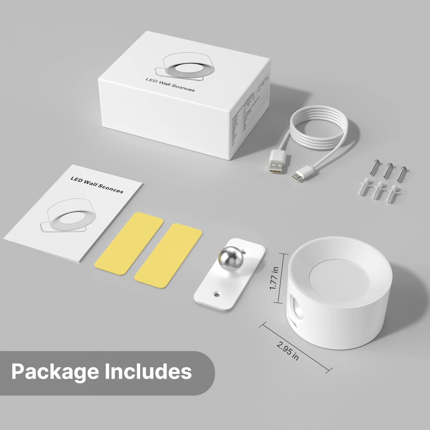 LED Wall Sconces light, 3 Brightness Levels 3 Color Modes Wall Lights, 2000mAh Battery Operated 360° Rotatable Touch Control