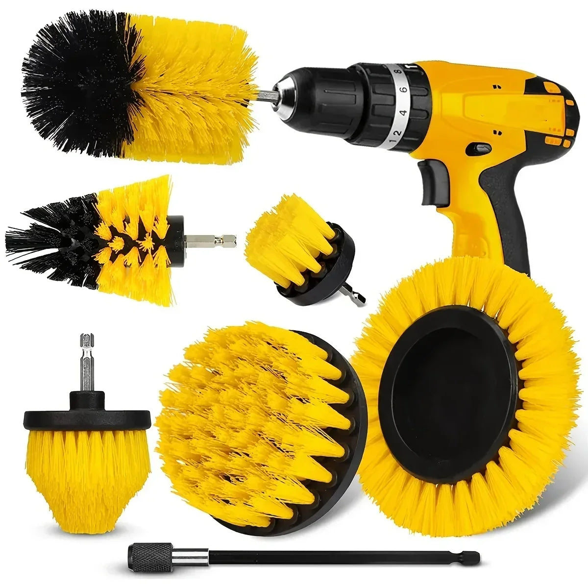 7-Piece Drill Brush Set – Multi-Purpose Cleaning Tool with Extension