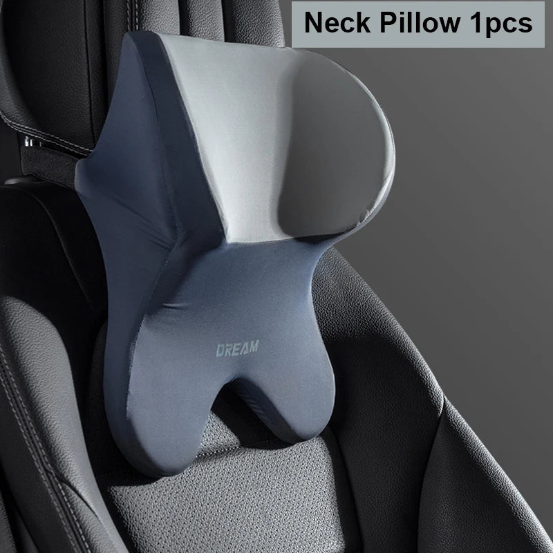 Car Lumbar Support Pillow – Neck & Back Memory Foam Cushion