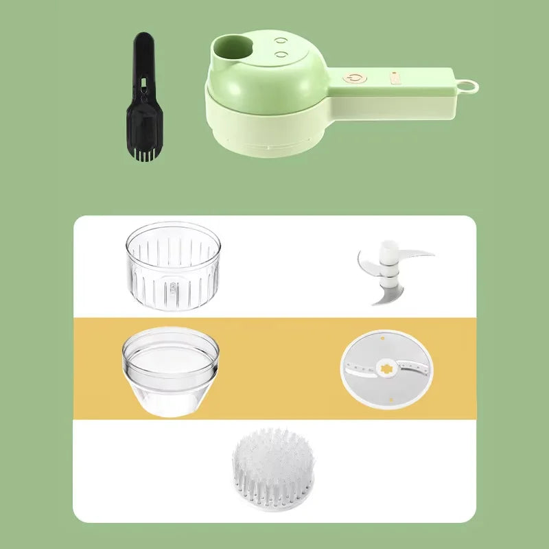 4-in-1 Electric Vegetable Cutter – Garlic, Chopper, Grinder, Slicer