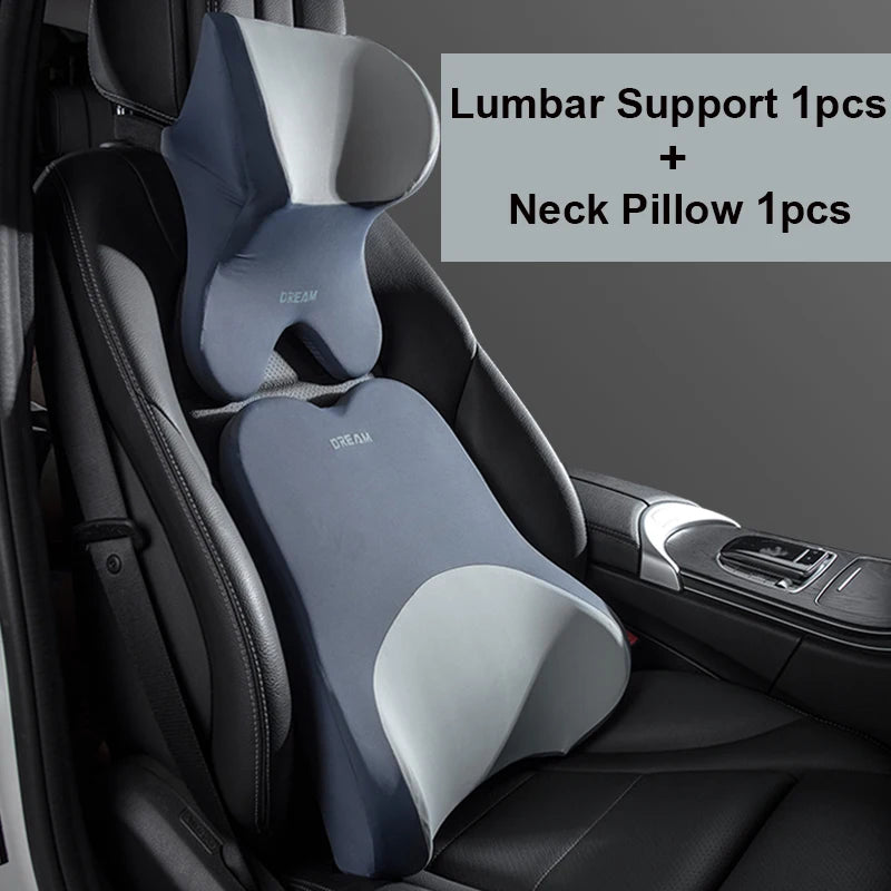 Car Lumbar Support Pillow – Neck & Back Memory Foam Cushion