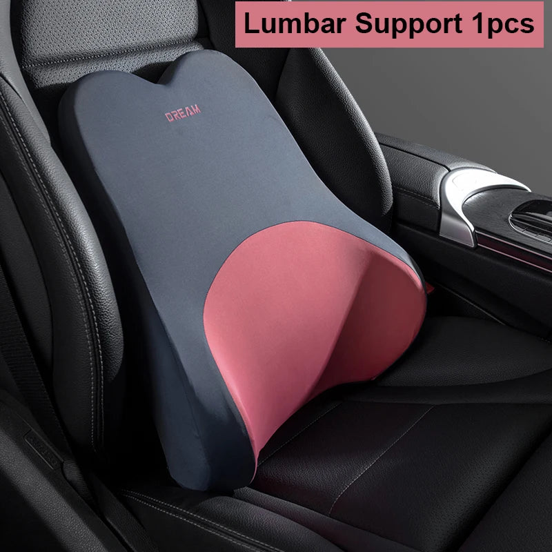 Car Lumbar Support Pillow – Neck & Back Memory Foam Cushion