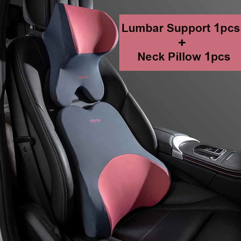 Car Lumbar Support Pillow – Neck & Back Memory Foam Cushion