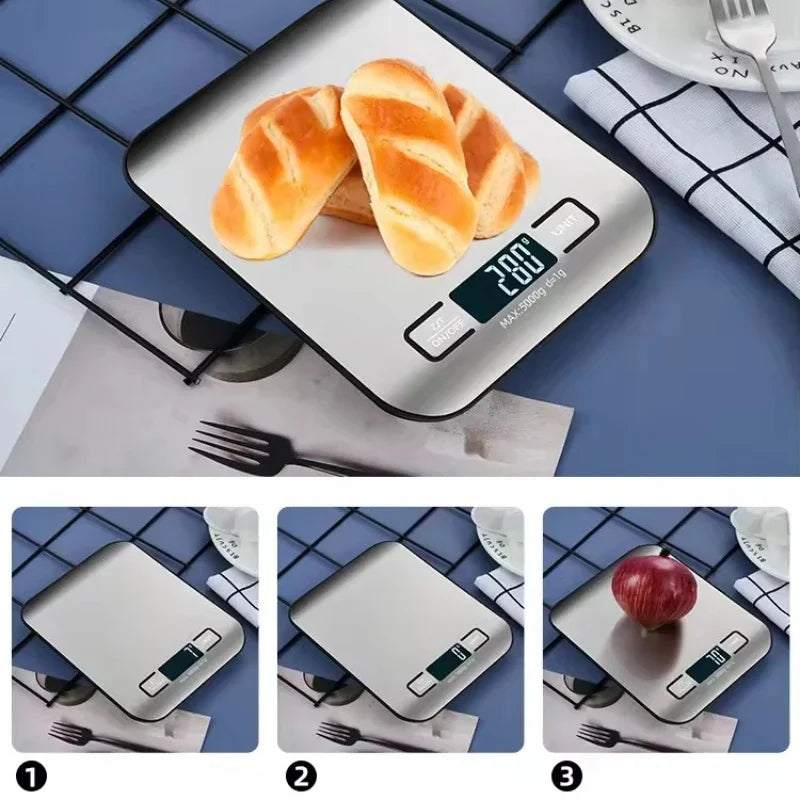 Digital Kitchen Scale 5kg/1g – LED Stainless Steel Food & Jewelry