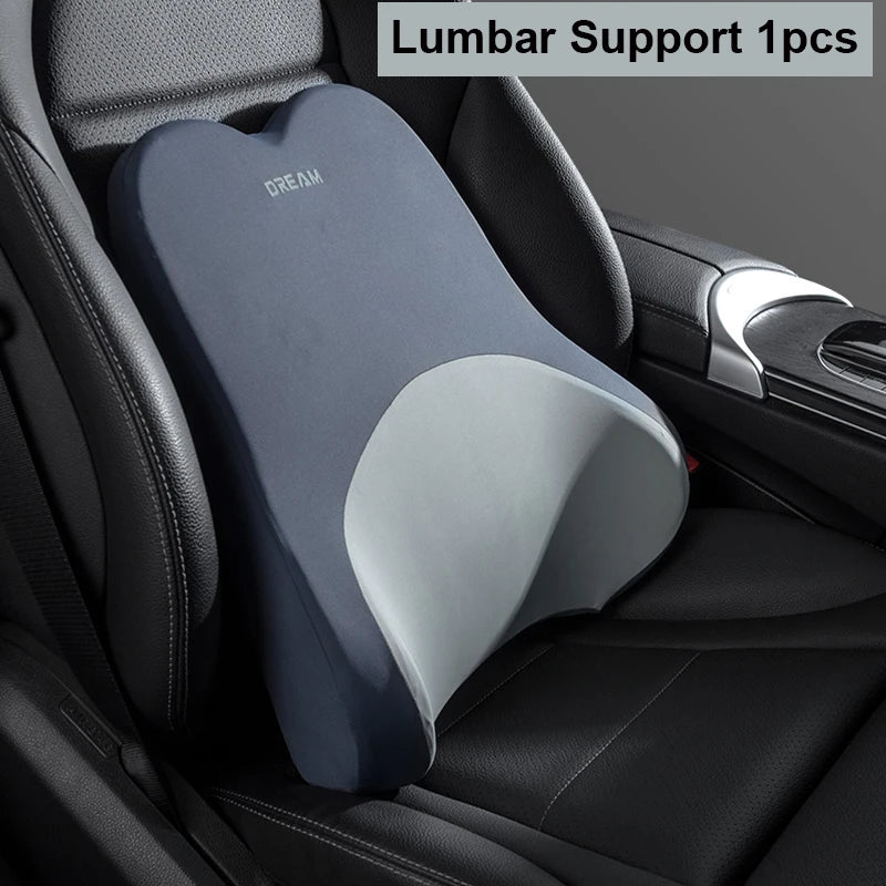 Car Lumbar Support Pillow – Neck & Back Memory Foam Cushion