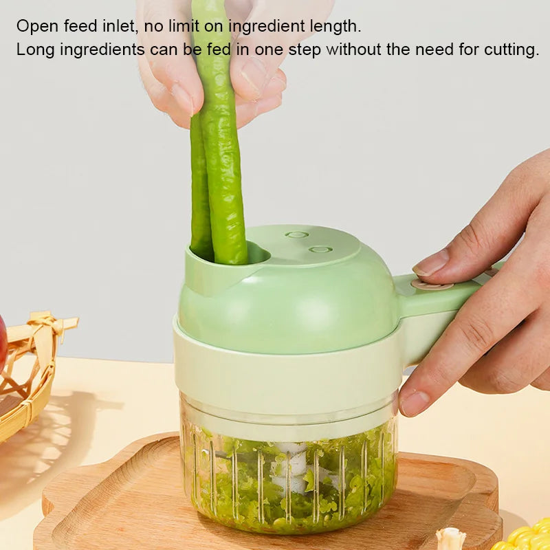 4-in-1 Electric Vegetable Cutter – Garlic, Chopper, Grinder, Slicer
