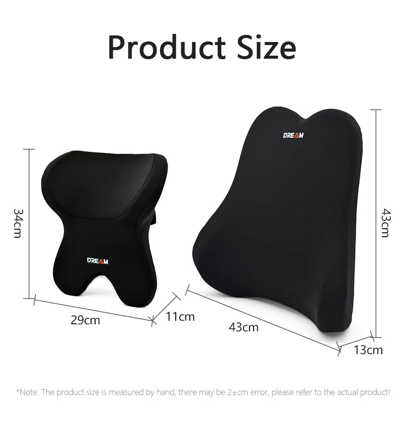 Car Lumbar Support Pillow – Neck & Back Memory Foam Cushion