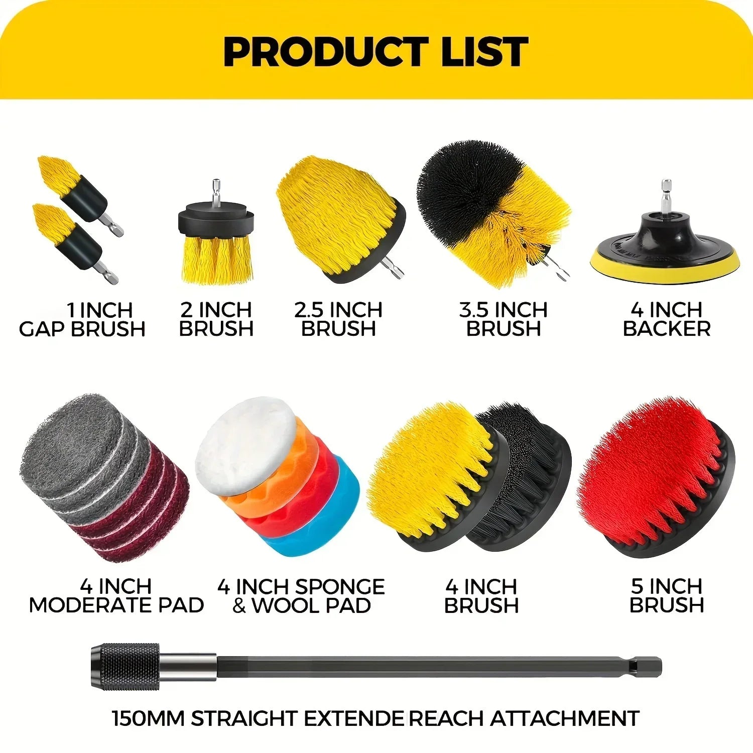 7-Piece Drill Brush Set – Multi-Purpose Cleaning Tool with Extension
