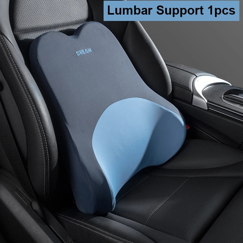 Car Lumbar Support Pillow – Neck & Back Memory Foam Cushion