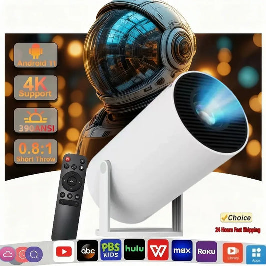 HY300 4K Projector Android 11 WiFi6 290ANSI Portable Outdoor Cinema