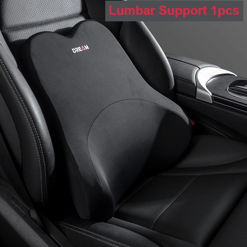 Car Lumbar Support Pillow – Neck & Back Memory Foam Cushion