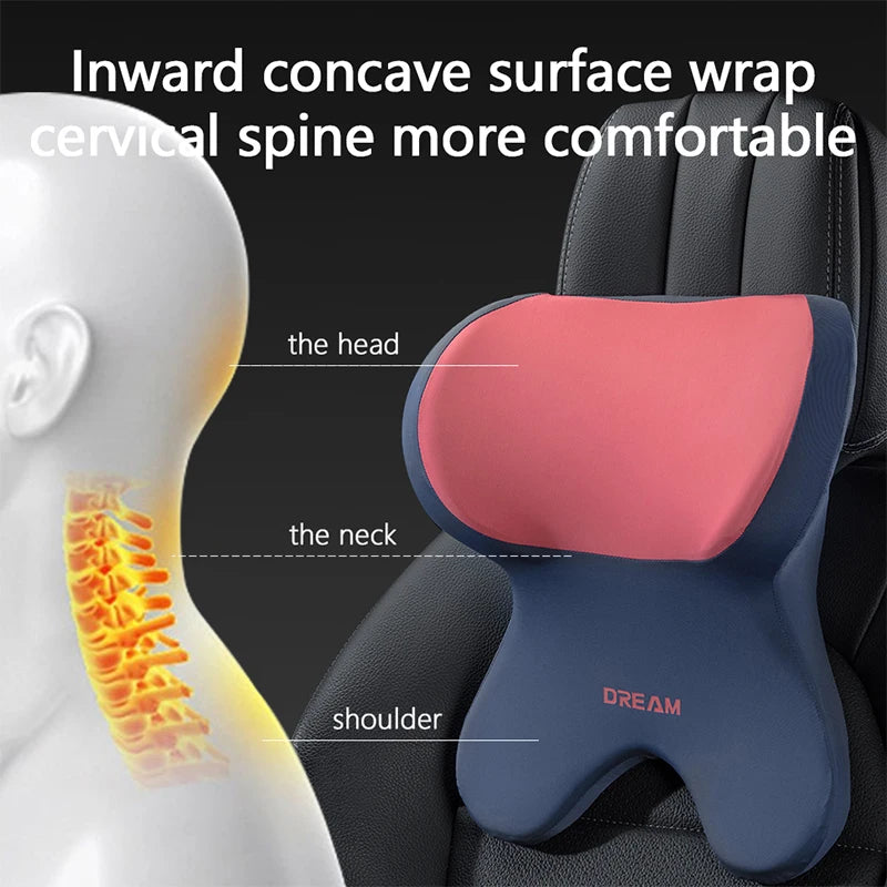 Car Lumbar Support Pillow – Neck & Back Memory Foam Cushion