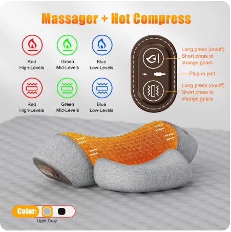 Electric Neck Massager Pillow – Cervical Heating & Vibration