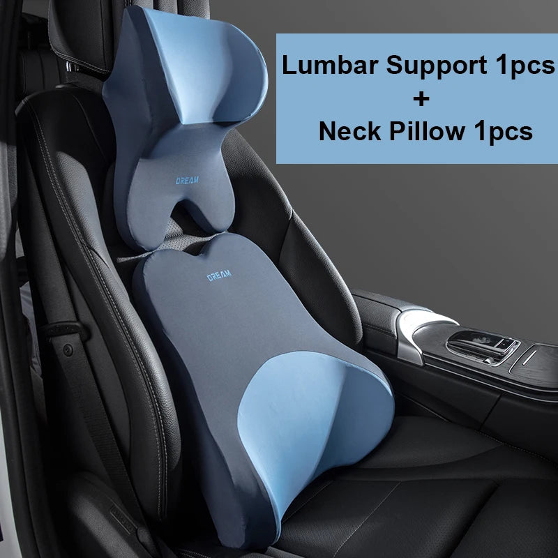 Car Lumbar Support Pillow – Neck & Back Memory Foam Cushion