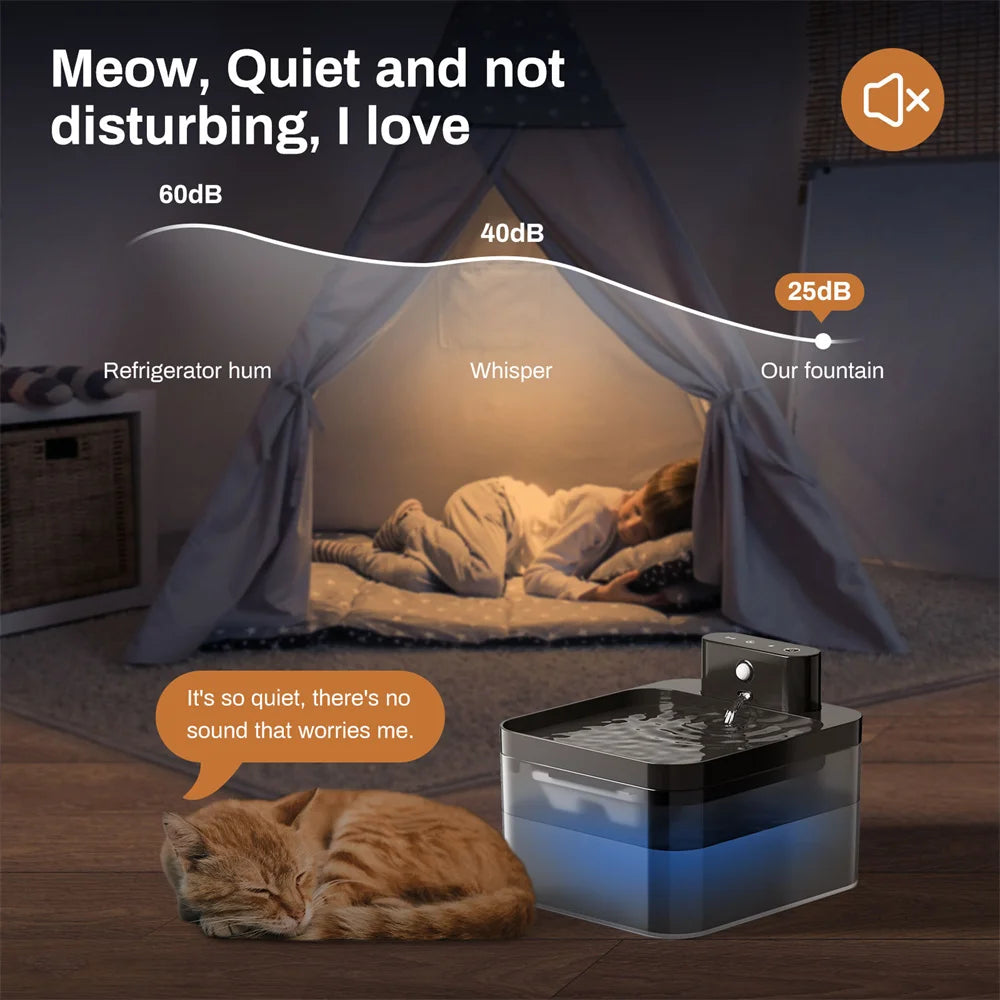 Automatic Cat & Dog Water Fountain 2.2L Wireless Pet Dispenser
