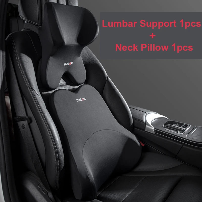 Car Lumbar Support Pillow – Neck & Back Memory Foam Cushion