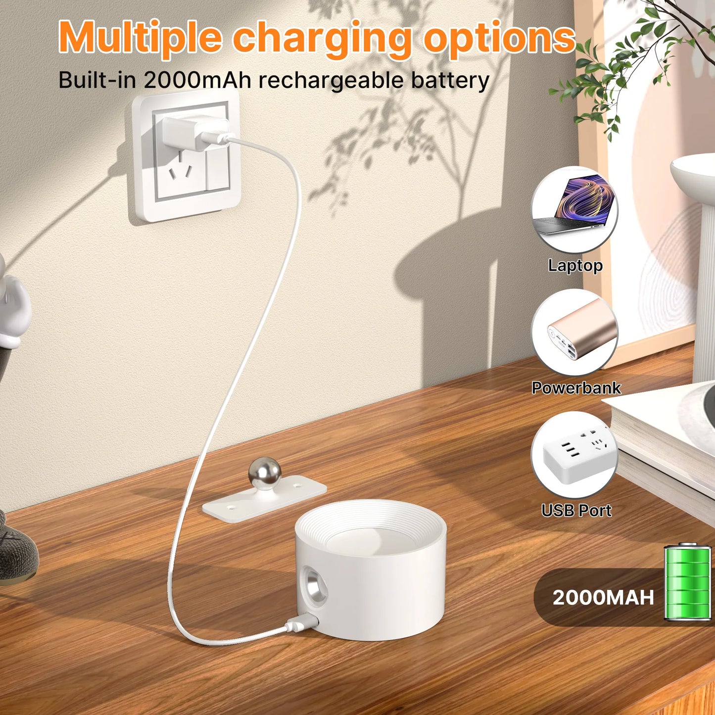 LED Wall Sconces light, 3 Brightness Levels 3 Color Modes Wall Lights, 2000mAh Battery Operated 360° Rotatable Touch Control