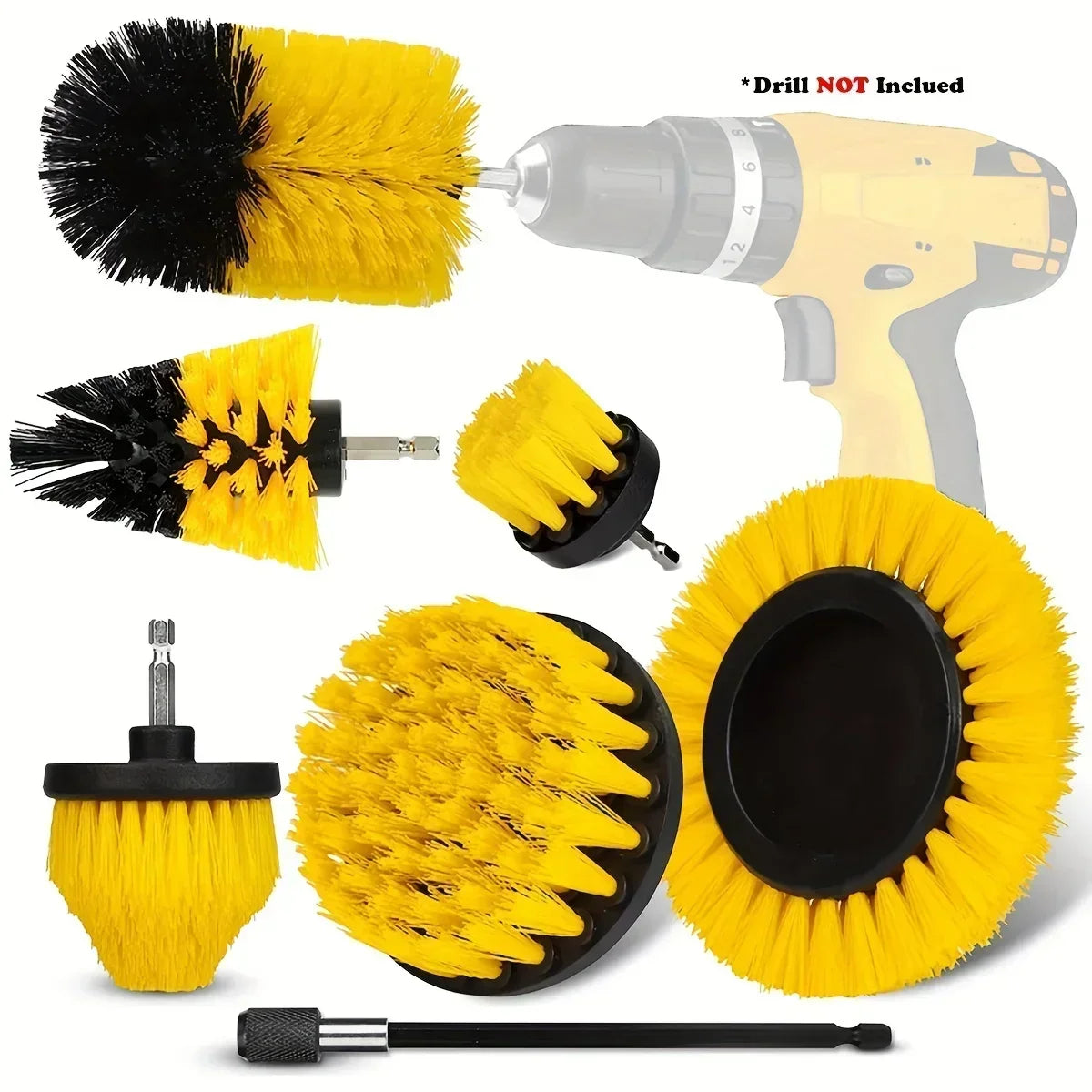 7-Piece Drill Brush Set – Multi-Purpose Cleaning Tool with Extension