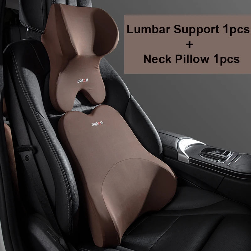 Car Lumbar Support Pillow – Neck & Back Memory Foam Cushion