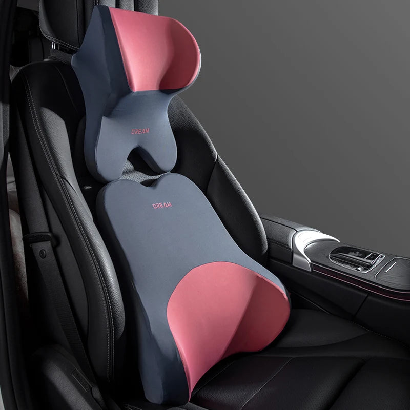 Car Lumbar Support Pillow – Neck & Back Memory Foam Cushion