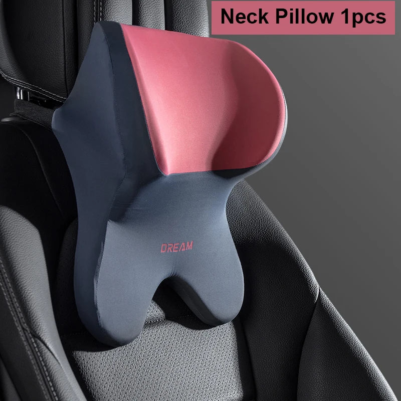 Car Lumbar Support Pillow – Neck & Back Memory Foam Cushion