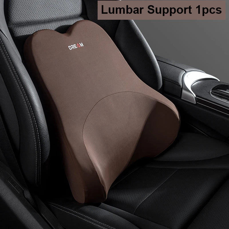 Car Lumbar Support Pillow – Neck & Back Memory Foam Cushion